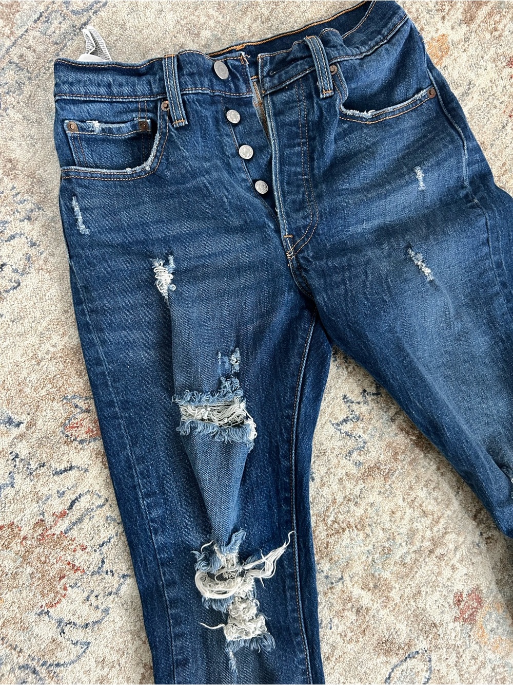 Levi's Women's Dark Blue Distressed Skinny Jeans